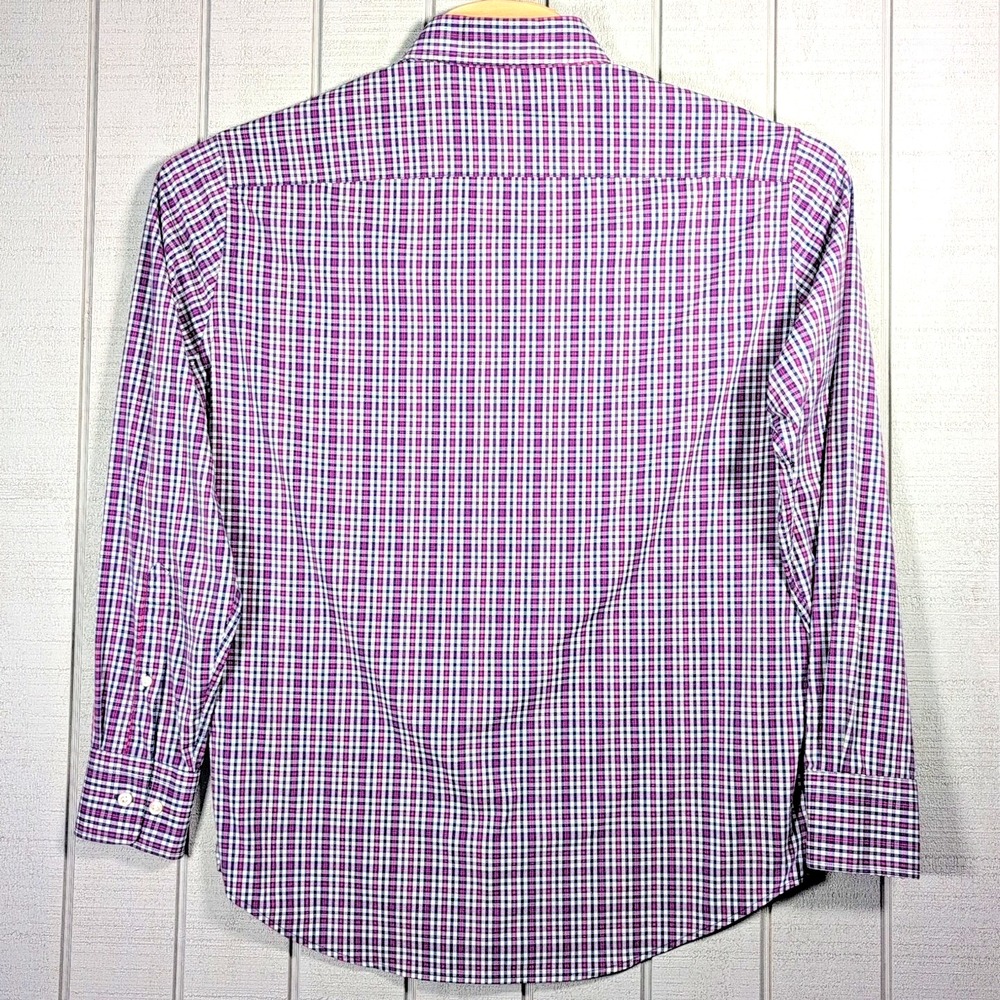 Peter Millar Dress Shirt Men's Size L Crown Purple Plaid Button Up Pelican Marsh - Picture 11 of 12